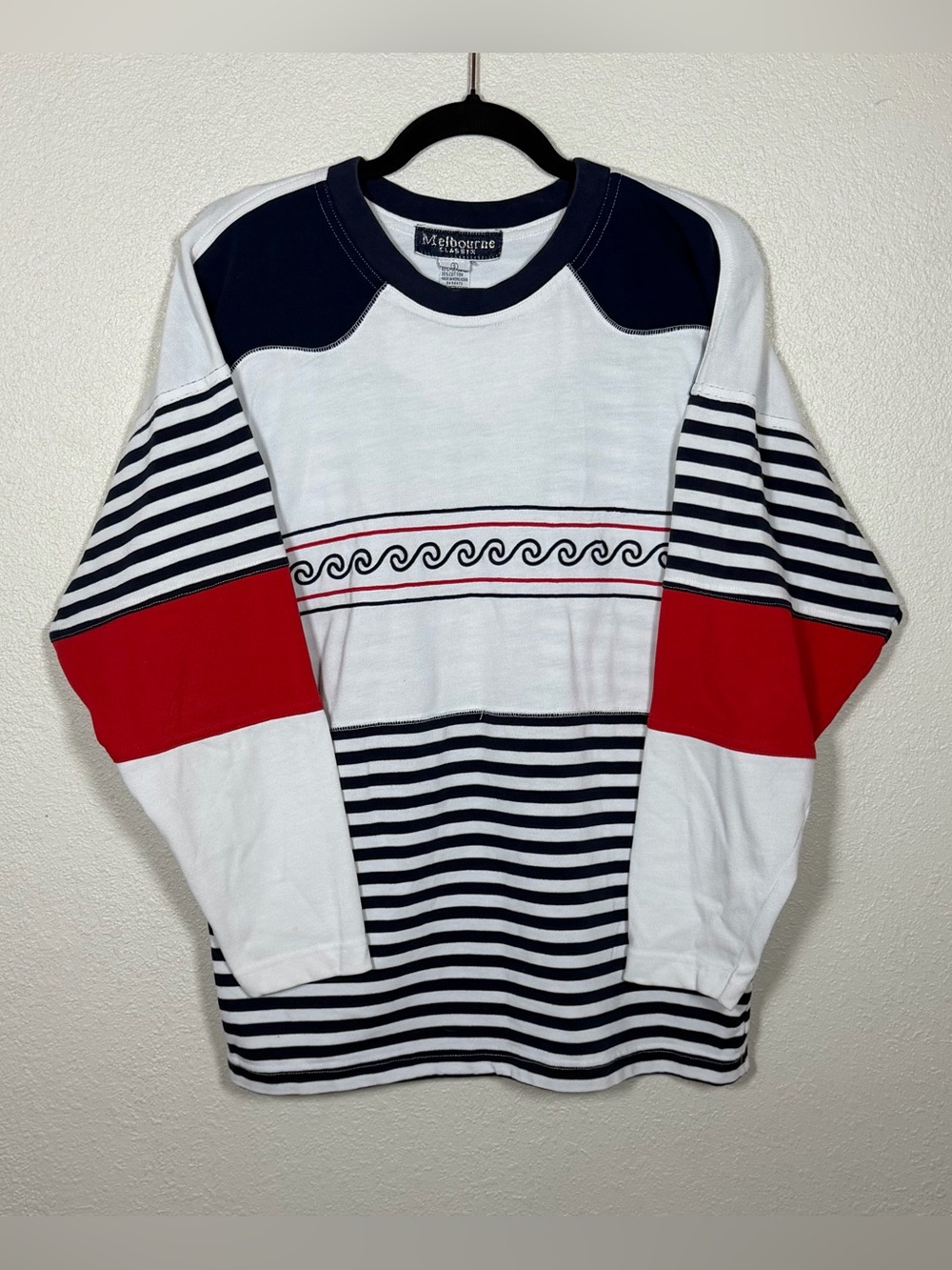 Vintage 90s Nautical Oversized Pullover Crewneck S Retro Coastal Grandma Maine